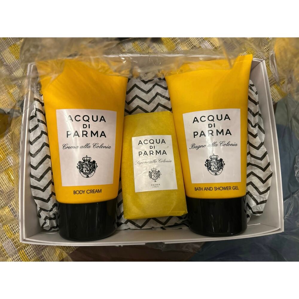 3 PC Acqua Di Parma COLONIA Perfumed Bath & Shower Gel, Body Crème 5 OZ Bar Soap